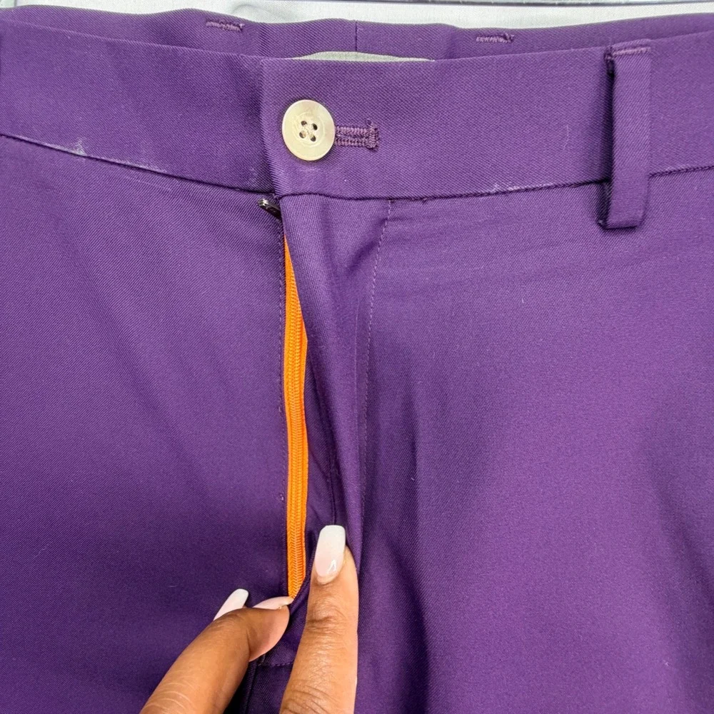 Peter Millar Crown Sport Mens Purple Performance Golf Shorts Size 36 Flat Front